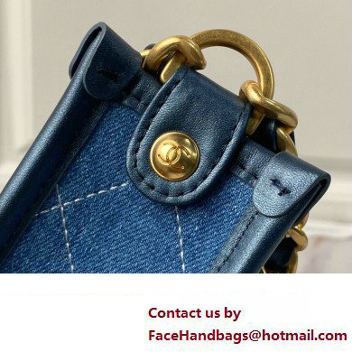 Chanel Washed Denim  &  Gold-Tone Metal Hobo Handbag AS4666 Blue 2024